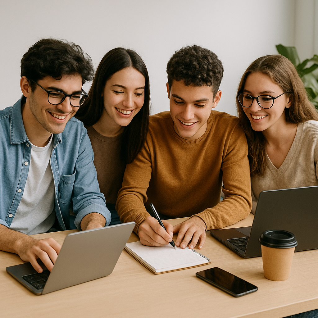 L'equip d'enginyers i desenvolupadors de THRAX col·laborant en un projecte tecnològic.